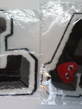 “L” + “A” Letters Chenille Embroidered Patch w/ Heart Patch – Sew/Iron On